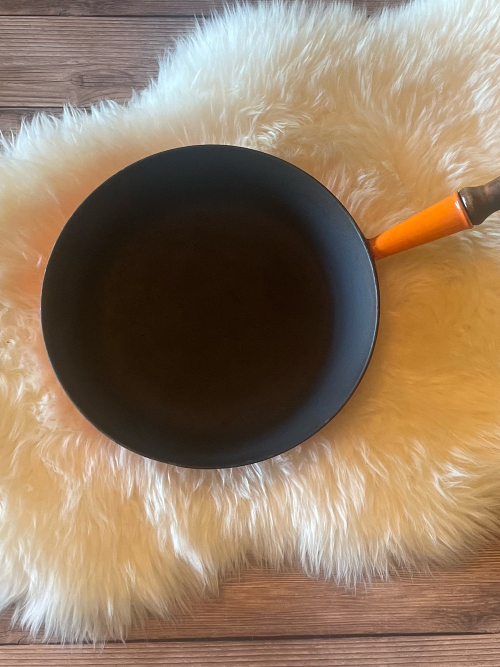 vintage Le Creuset cast iron skillet ~ Flame Orange